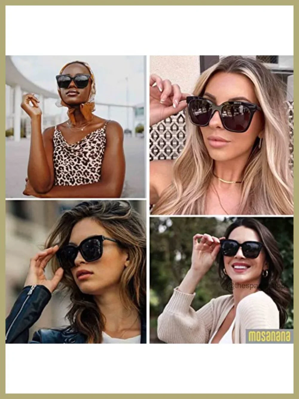 Oversized Square Sunglasses Women UV400 Metal Temples
